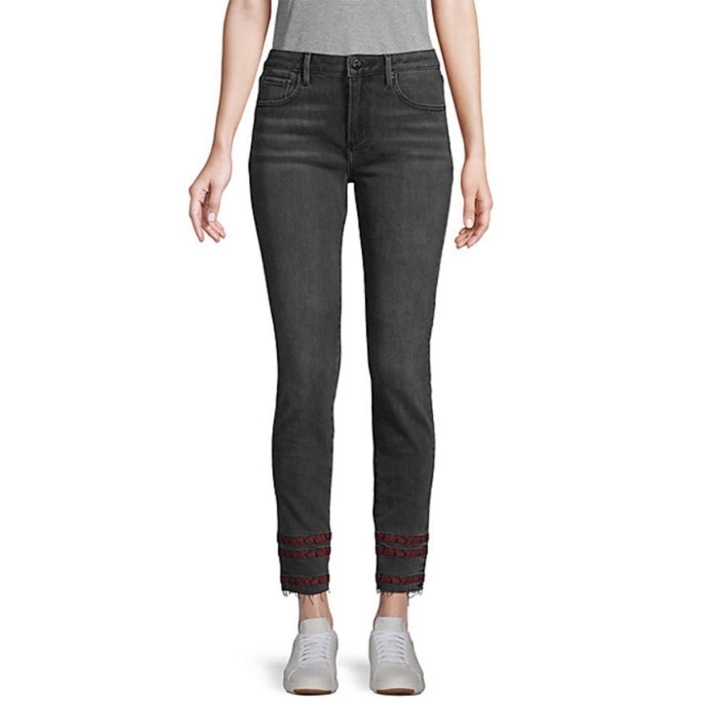 Driftwood Jackie Skinny Striped-Trim Ankle Jeans Size 27